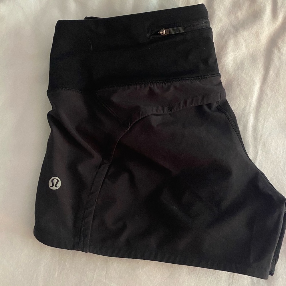 Speed up, black Lululemon shorts, size 2